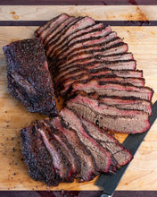 Load image into Gallery viewer, Our Certified Angus Beef ® Hickory Smoked Beef Brisket is sliced, trimmed, seasoned, and slow-smoked over hickory.  Conveniently sliced end-to-end and vacuum sealed. Fully cooked. Ready to thaw, heat and serve.