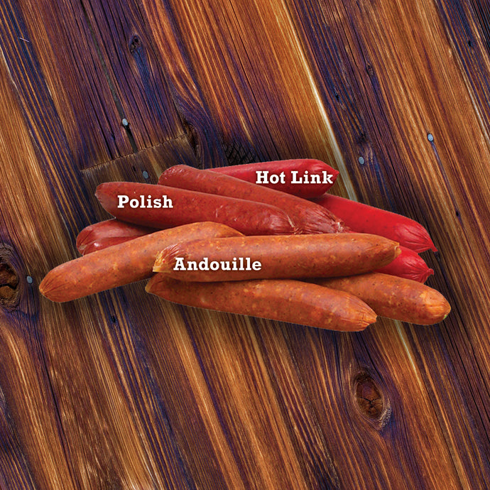 Different varieties of smoked sausages